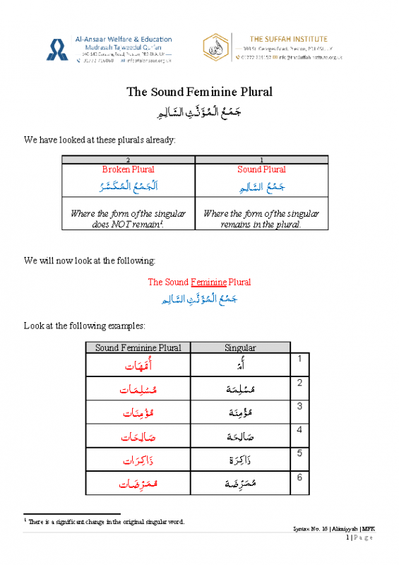 16 Sound Fem Plural