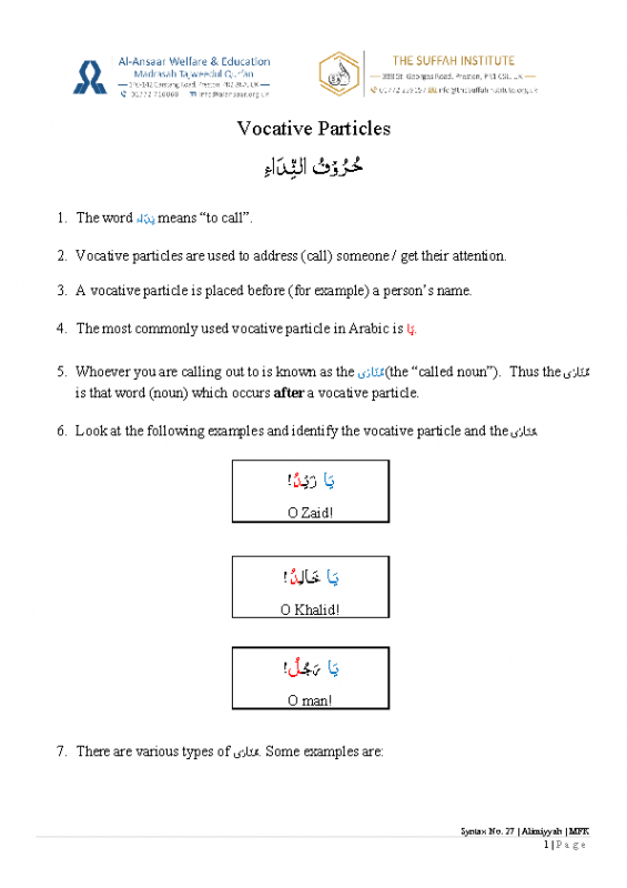 27 Vocative Particles