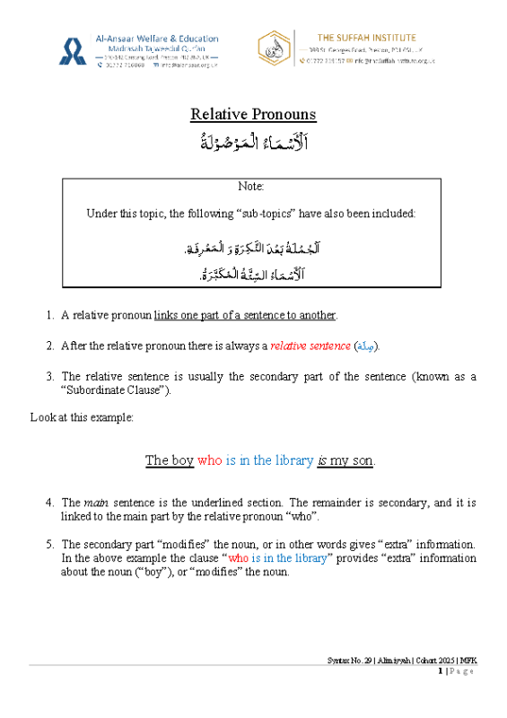 29 Relative Pronoun