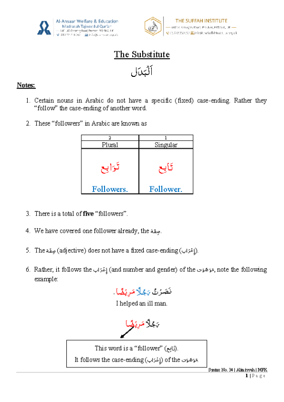 34 Substitute Badal